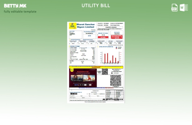 Шаблон за верзија на сметки за комунални услуги во модерен стил Индија Bharat Sa